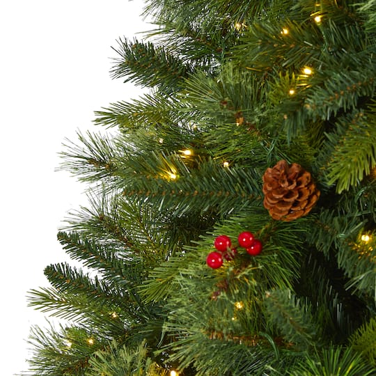 8ft. PreLit Aberdeen Spruce Artificial Christmas Tree, Clear LED 8ft Pre Lit Christmas Trees